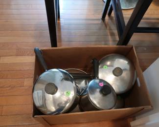 revere  ware pots  with  lids