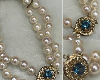 The finest WEDDING GIFT BRACELET  blue zircon and pearl bracelet.  something borrowed…something blue