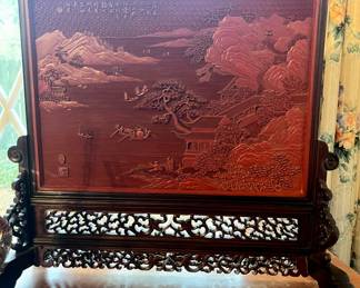 QING DYNASTY TIHONG LACQUER SCREEN ORNMENT