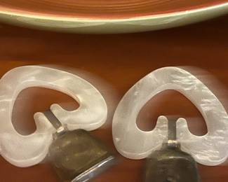 Lucite and sterling 1950s baby rattles