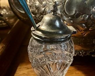 1890s Russian salt cellar in sterling and cut crystal 