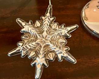Collection of sterling snowflake ornaments by Gorham 1970s