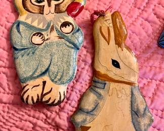 Circa 1950s hand painted child’s wooden ornaments