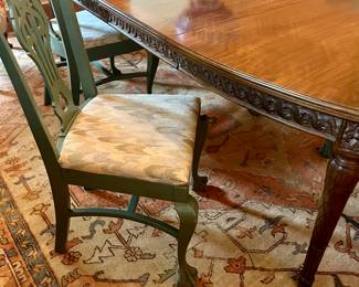 Fabulous hand finished green Chippendale chairs