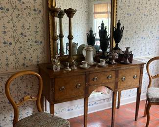 BAKER SIDEBOARD with a pair of stunning Biedermeier chairs