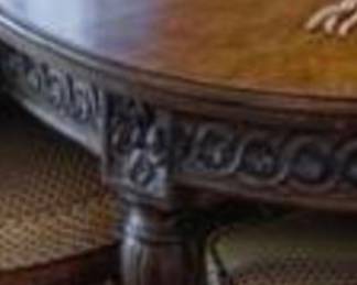 AMAZING petite carved walnut dining table 