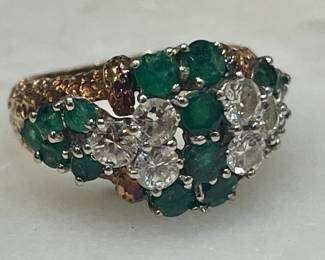Stunning and large…beautiful emeralds and 6 FLAWLESS DIAMONDS!  1930s in 14k