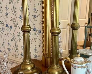 Late 1800s heavy brass altar candlesticks