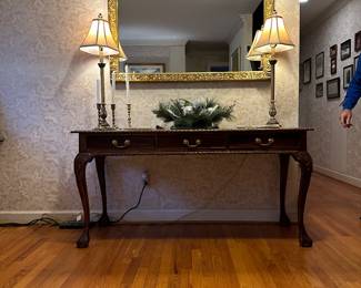 Hall table and lamps
