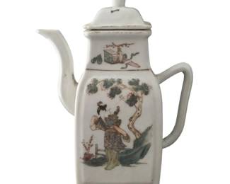 Signed Chinese Qianjiangcai Porcelain Beauties Teapot with Cover