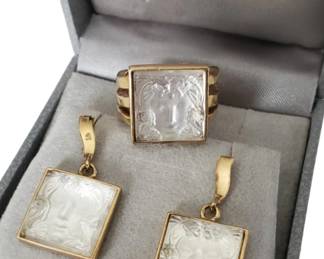 Original Box with (3) Piece Lalique Arethuse Demi-parure - Bracelet, Ring & Earrings