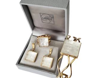 (3) Piece Lalique Arethuse Demi-parure - Bracelet, Ring & Earrings