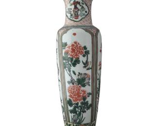 14 3/8" Chinese Qing Dynasty Wucai Porcelain Sleeve Vase
