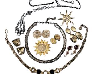 Lot of (10) Signed Givenchy Costume Jewelry Necklaces, Earrings and Brooches