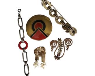 Lot of Art Deco Gold Filled, Genuine Pearl and Sterling Silver Jewelry and Accessories