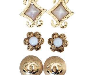 (3) Pairs of French Designer Earrings - Including Chanel & Edouard Rambaud