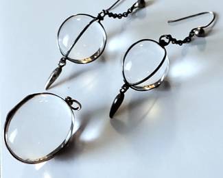 Victorian Era Pools of Light Rock Crystal Locket and Earrings