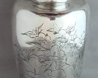 Signed Chinese Sterling Silver Vase with Engraved Floral Decoration and Military Provenance