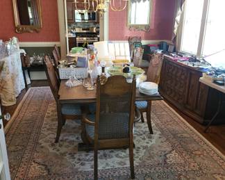 Dining set-table, chairs, sideboard & china-$750.00