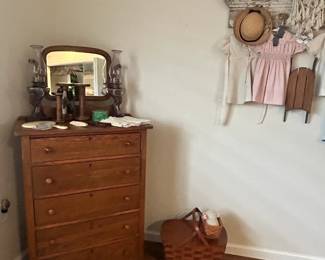 Antique Tall Boy with Mirror