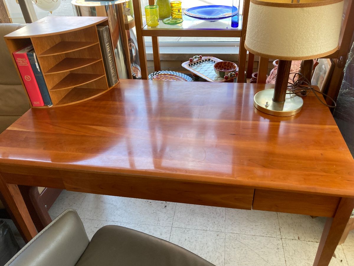 Harden desk with one drawer and organizer $285
MCM lamp $50