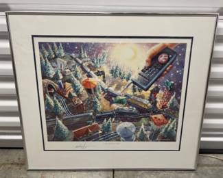 Signed Angela Trotta Thomas 'Controlling the Magic' Lionel Train Print