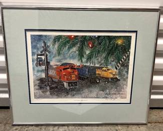 S/N Angela Trotta Thomas 'Christmas Memories' Train Print - 74/850