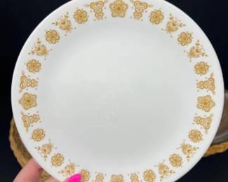Vintage Corelle Butterfly Gold Plates + Wicker Servingware