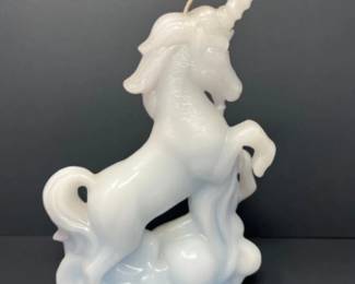 Magical Vintage Unicorn Horse Cream Wax Candle - 9.5"T