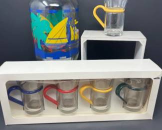 	(5) Viva Italia Inspiration Glass Coffee Cups & 1991 Sun Tea Jar