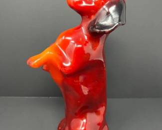 Vintage Red & Orange Dipped Dachshund Dog Candle - 11"T