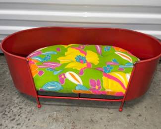 	Vintage Mid Century Modern Wrought Iron Pet Bed w/ Retro Cushion