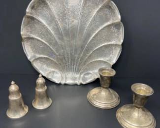 Towle & Duchin Weighted Sterling + Antique Shell Silverplate Serving Plate