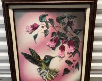 Large Vintage Crystal Skelley 3D Hummingbird Art Print