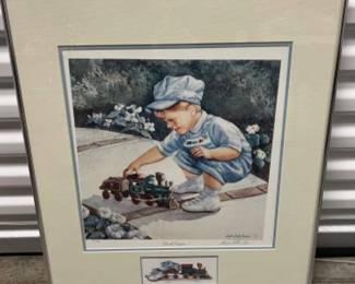 S/N Angela Trotta Thomas 'Sidewalk Engineer' Lionel Train Prints - 150/900