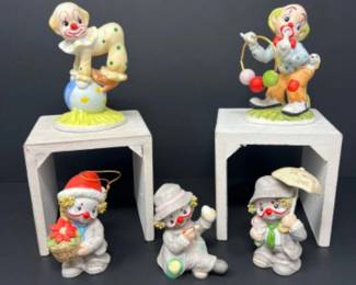 Enesco & Lefton China Clowns - Vintage Ceramic Clowns