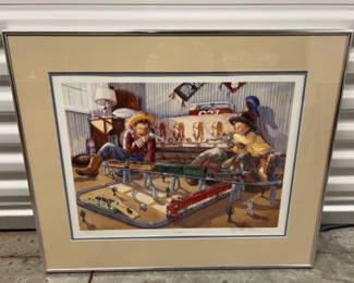 S/N Angela Trotta Thomas 'Ambush' Lionel Train Print - 45/750