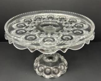 Antique Adams EAPG Moon & Stars Clear Glass Pedestal Cake Stand