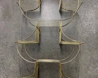 Pair of Mid-Century Brass Tone Pagoda Tiered Plant Stands