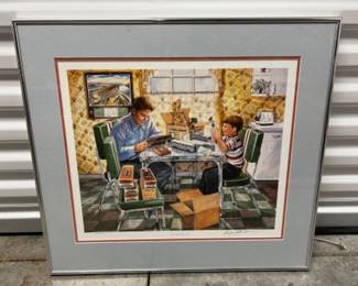 S/N Angela Trotta Thomas 'Holiday Tune Up' Train Print - 330/750