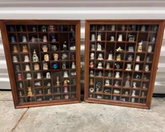 Unique & Quirky Thimble Collection in Wood Cases - Wedgwood, Pewter +