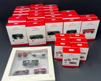 	(30) 2014 Hallmark Lionel Train Ornaments + (1) 2007 North Pole Minis