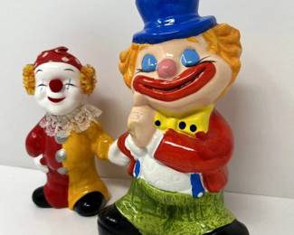 Vintage Retro Colorful Ceramic Clown Banks