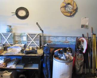 tools, clubs, chairs, battery op blowers, sea decor