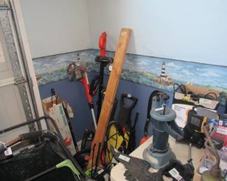 pump, eagle, lawn sweeper, misc.