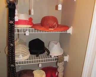 vintage and modern hats, belts