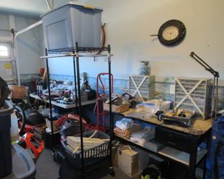 rolling racke, workbench, tools, storage