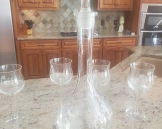 Etched glass wine set