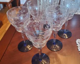 Etched  glass goblets 