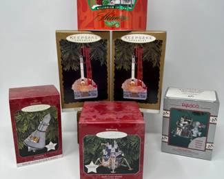 6 Ornaments - Hallmark & Enesco Space Flight + Hot Wheels Millennium Edition
